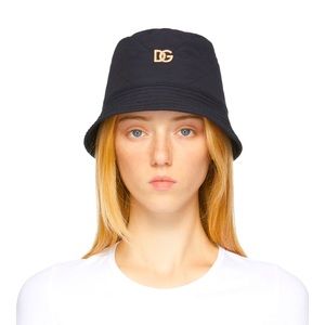 Authentic NWT DOLCE & GABBANA Black Crystal DG Nylon Bucket Hat